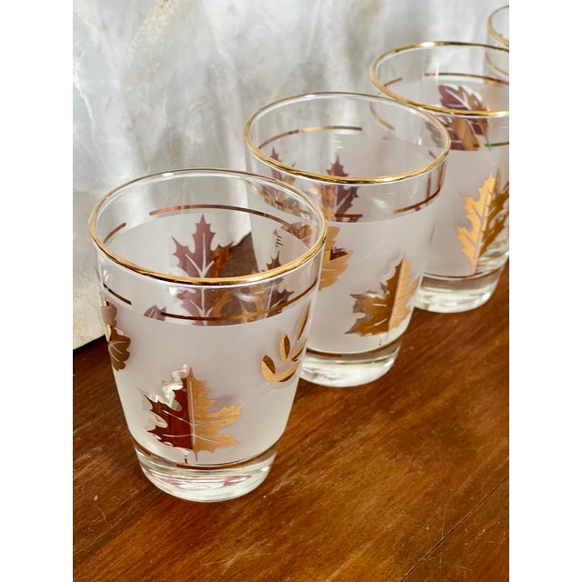 1960s Golden Leaves Libbey Juice Glasses- Set of Four For Sale In Jacksonville, FL - Image 6 of 8