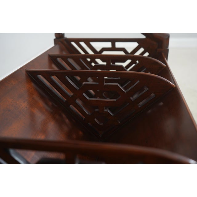 Chippendale Maitland Smith Mahogany Faux Bamboo Book Trough Magazine Rack For Sale - Image 3 of 15