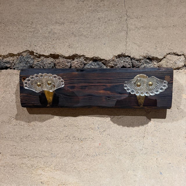 Mid-Century Modern Italian Coat Rack Hooks Set of Two, Brass & Glass For Sale - Image 9 of 9
