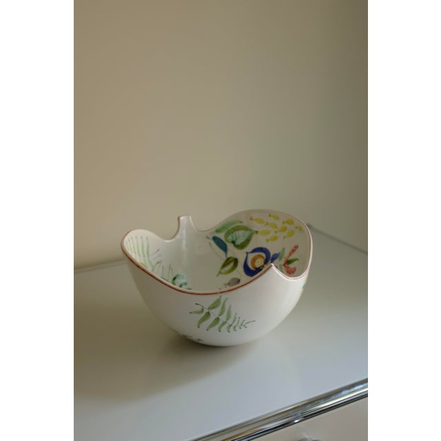 Gustavsberg Large 1950s Faience Ceramic Bowl by Stig Lindberg For Sale - Image 4 of 8