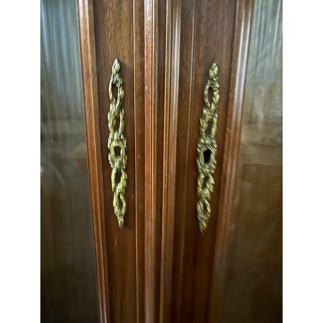 Chateau Directoire Louis XVI Style Bronze and Brass Trimmed Glass Door Armoire, 19th Century For Sale - Image 4 of 9