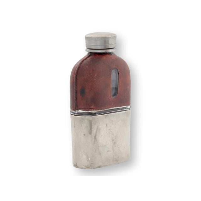 Cabin Antique English Leather Wrapped Mini Flask For Sale - Image 3 of 3