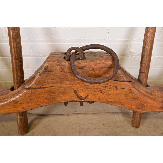 Antique Wooden Ox Yoke – Hand-Carved Farm Wall Sculpture For Sale - Image 9 of 14
