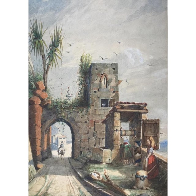 Nicolas RENIÉ 1808-? The animated well Watercolor Signed lower left and dated Dimensions 41 x 27 cm Framed 57 x 43 cm Very...