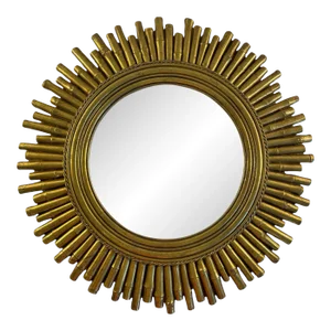 Vintage Bamboo Style Gilded Sunburst Wall Mirror