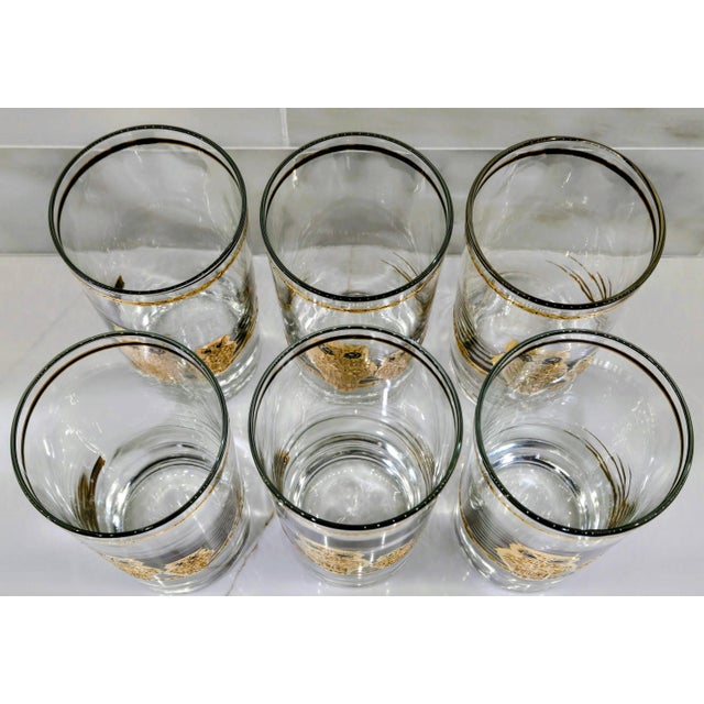 Vintage Hollywood Regency Culver Ltd. Set of 6 22k Gold Owl Highball Glasses - Set of 6 For Sale In Dallas - Image 6 of 8