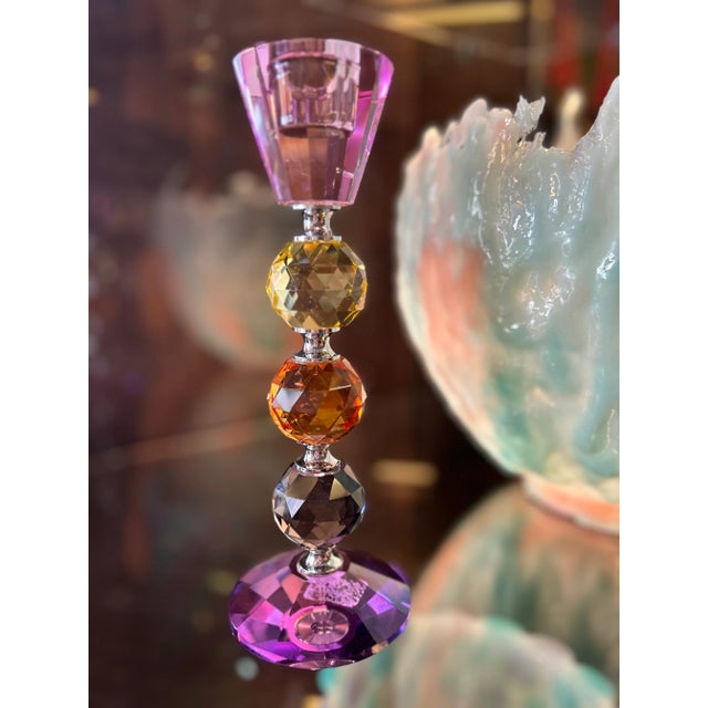 Contemporary Medium Baccarat Candlestick by Hoff interieur For Sale - Image 3 of 5