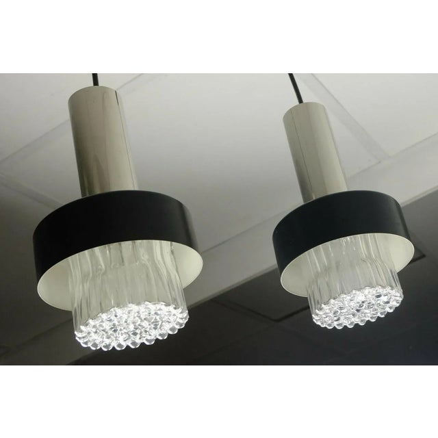 Black Mid-Century Modern Black Bubble Glass Chrome Metal Pendant Lamp, 1960s For Sale - Image 8 of 11