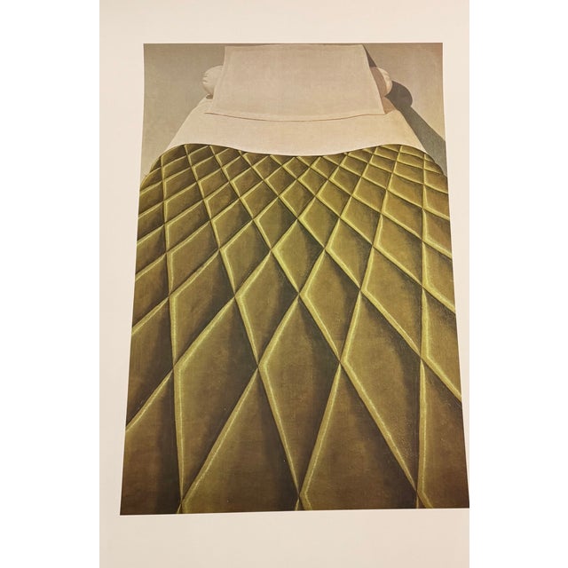 This print features Green Bed Cover (1969), a characteristic work by Italian artist Domenico Gnoli, known for his close-...