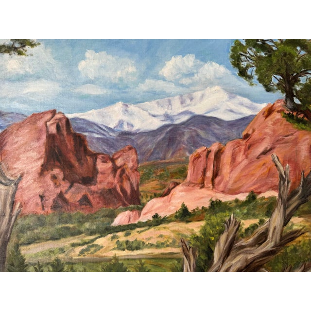 1980's Iredding " Garden of the Gods " Plein Art Desert Landscape Oil Painting, Framed For Sale - Image 10 of 11