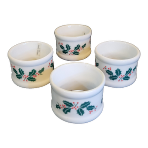 1970s Napkin Ring Holiday Holly Ribbon Set of 4 International Bone China Porcelain