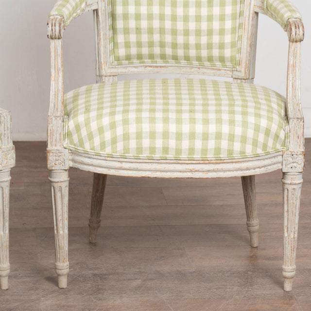 Pair Late 19th Century Swedish Gustavian Gray Painted Armchairs For Sale - Image 9 of 16