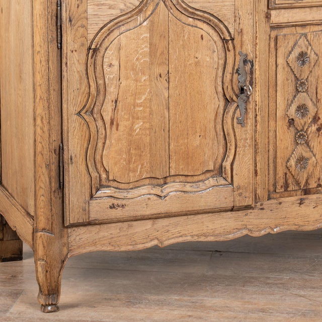19th Century French Long Bleached Oak Three Door Sideboard Buffet For Sale - Image 12 of 13