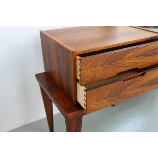 Vintage Danish Rosewood Bench with Drawers and Mirror by Kai Kristiansen, 1960s, Set of 3 For Sale - Image 11 of 18