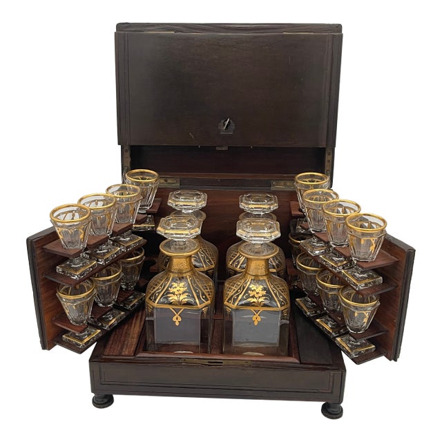 Mid 19th Century Baccarat Cave a Liqueur 18pcs in a wooden box For Sale