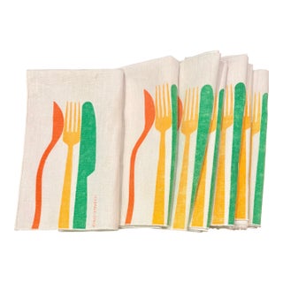 1970s "Dining In" Rudi Gernriech Cloth Dinner Napkins - Set of 7 For Sale