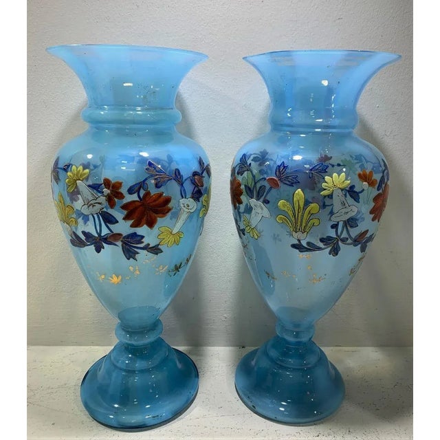 Opaline Glasses Vases from Cristal de Cartagena, Set of 2 For Sale - Image 3 of 5