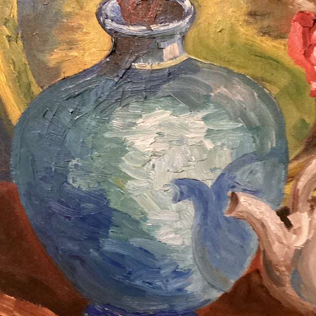 Vintage Original Still Life Oil Painting on Canvas Board Signed Framed Circa 1971 For Sale In Chicago - Image 6 of 12