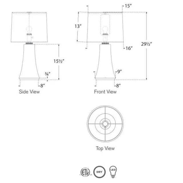 Transitional Barbara Barry for Visual Comfort Signature Harvest Medium Table Lamp in Ice Blue with Linen Shade For Sale - Image 3 of 3