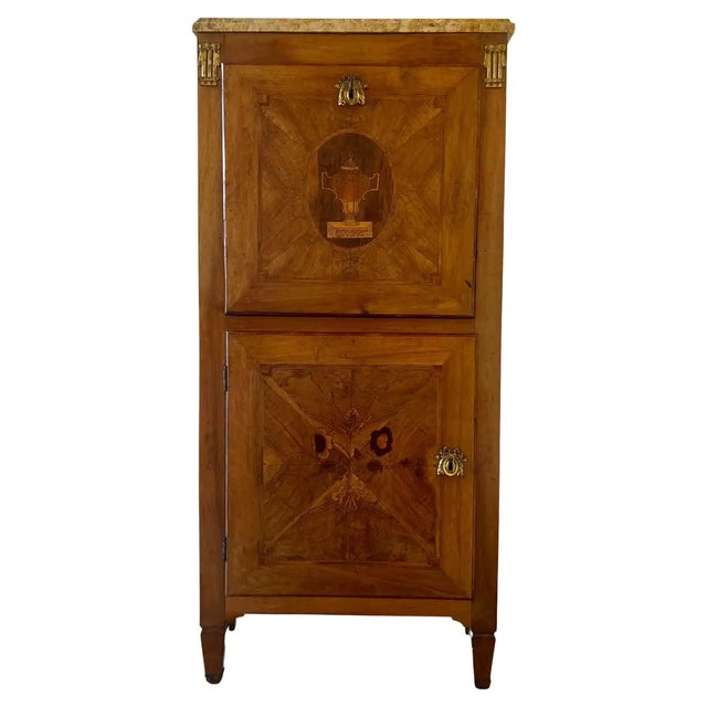 19th Century French Drop-Front Marquetry Oak Secretary Desk or Abattant For Sale - Image 10 of 10