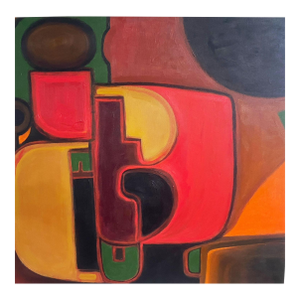 Acrylic on Canvas Abstract Signed Yjr Titled Le Jardin 36" H