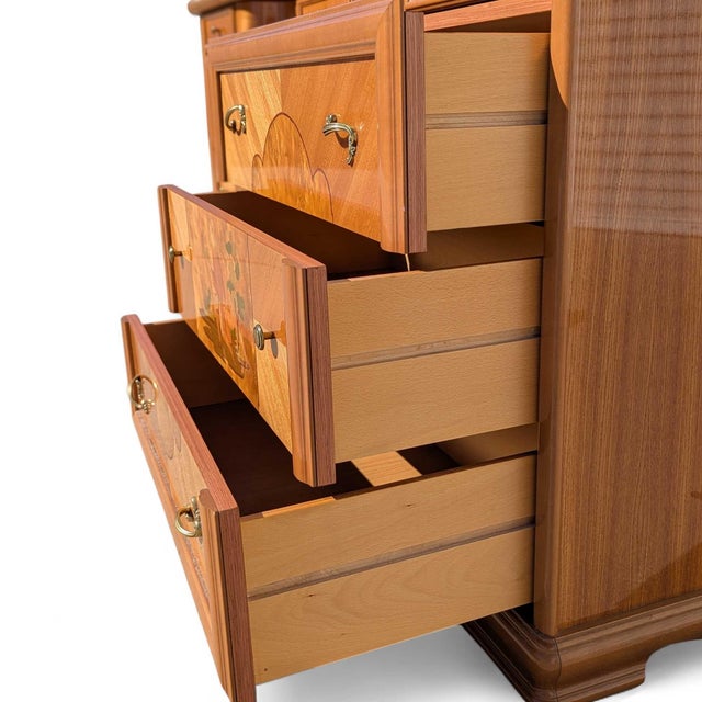 Late 20th Century Postmodern Lacquer Dresser With Faux Marble Top and Neoclassical Inlays For Sale - Image 17 of 18