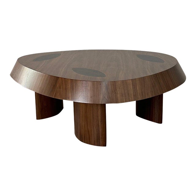 Custom Beveled Walnut Coffee Table For Sale