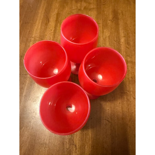 Add a vibrant splash of retro color to your table or bar cart with this striking set of four Mid-Century Modern wine...