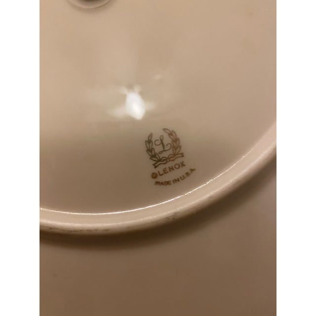 Ceramic 1960s Lenox Porcelain Leaf Two-Tier Serving Stand With Brass Handle For Sale - Image 7 of 7