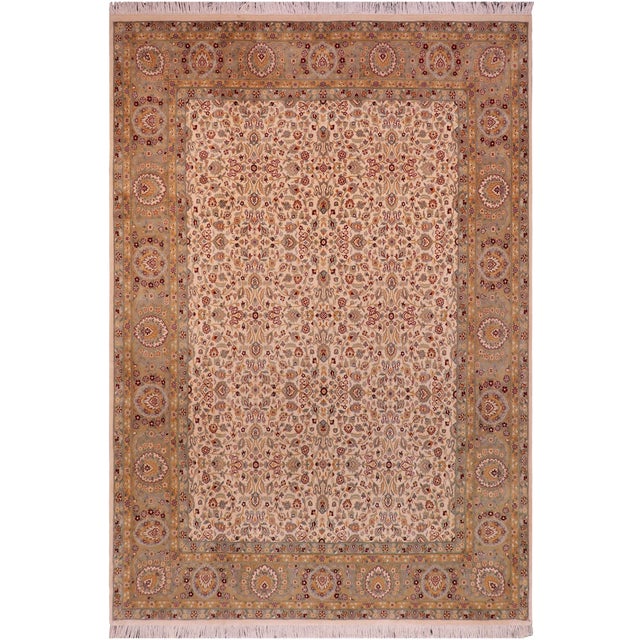 Traditional 1990's Floral Pak-Persian Ivory/Green Wool Rug - 7'11'' X 10'1'' For Sale - Image 9 of 9