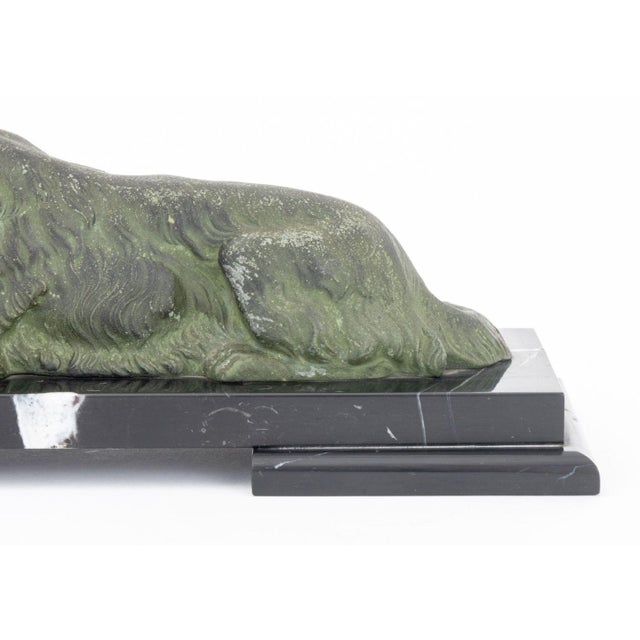 Art Deco Setter Verdigris Patinated Spelter Sculpture For Sale - Image 3 of 8
