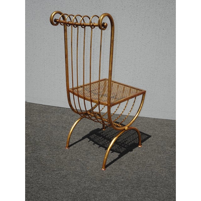 1970s Italian Hollywood Regency Gold Gilded Chair Rolled Backrest by S. Salvadori For Sale - Image 5 of 12