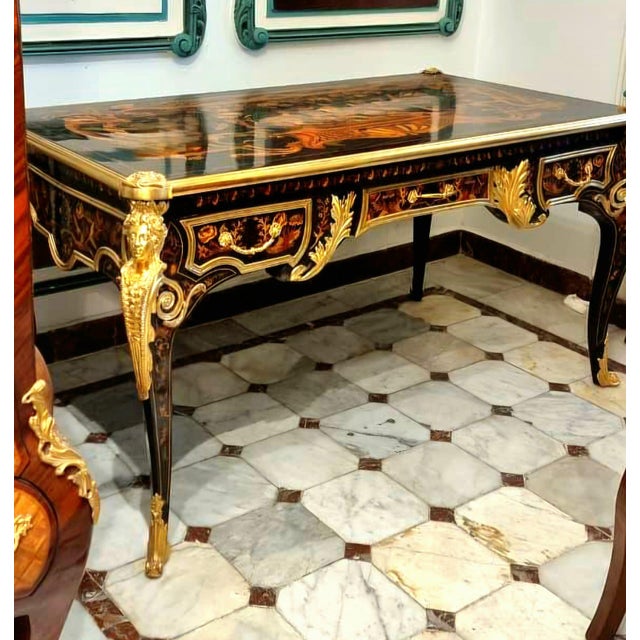 Make a bold statement with this magnificent French-style executive desk, expertly handcrafted from solid wood and finished...