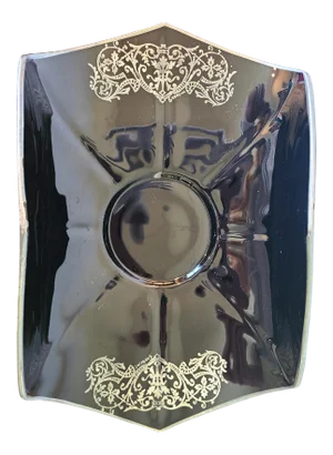 1940s Edwardian Style Sterling Silver Gilt Serving Dish on Art Deco Ebony by Cambridge Glass