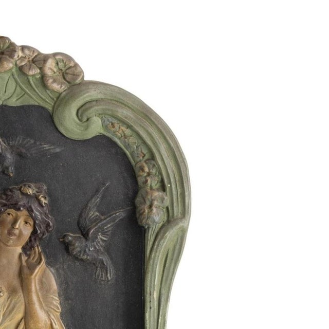 Art Nouveau Porcelain Wall Plaque For Sale - Image 4 of 6