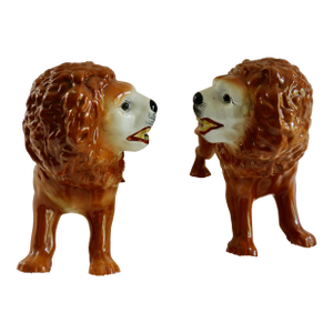 Vintage Staffordshire Porcelain Lions - A Pair