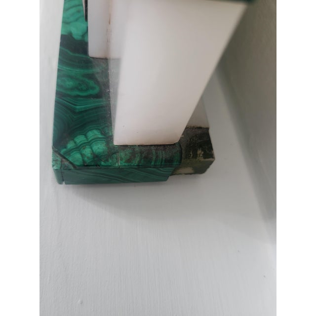 French Art Deco Onyx and Malachite Veneer Mantel Clock, 1920s For Sale - Image 6 of 7