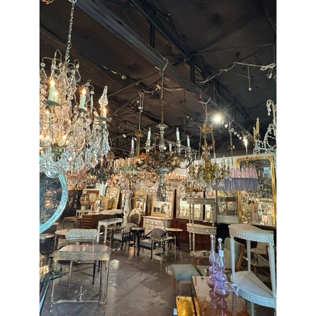 Metal Vintage Italian Silver and Gold Leaf Chandelier For Sale - Image 7 of 7