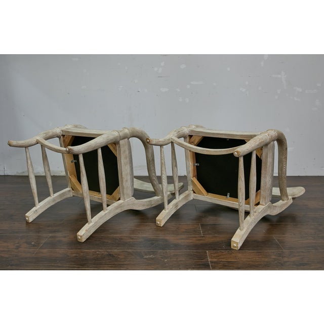 Mid 20th Century Pair of Swedish Midcentury Whitewash Upholstered Armchairs, Scandinavian Modern For Sale - Image 9 of 10