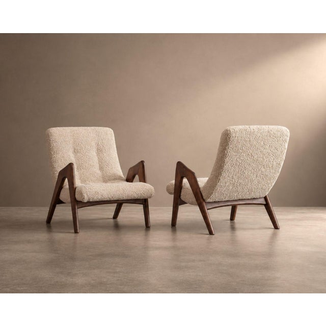 A stunning pair of “Scoop” Lounge Chairs by Adrian Pearsall for Craft Associates, circa 1950s, Model CW 705. Exemplifying...