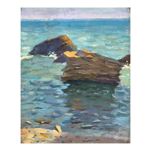 Original Seascape Oil Painting, Ukrainian Artist, 1960s 38-31 For Sale