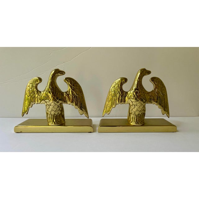 Virginia Metalcrafters Pair of Virginia Metalcrafters Brass Eagle Bookends For Sale - Image 4 of 10