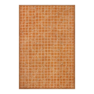 Boho Chic Ziegler Orange Beige Hand-Knotted Wool Rug - 9'0'' X 11'9'' For Sale