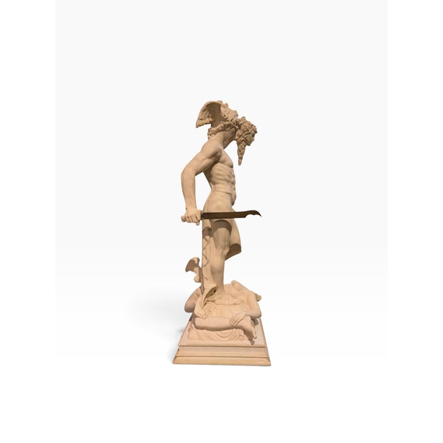 Stone Mid-Century Italian Alabaster Replica of Cellini’s Perseus and Medusa Sculpture by A. Santini For Sale - Image 7 of 10