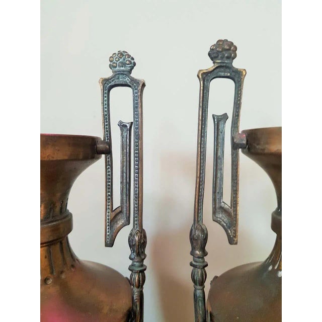 Napoleon III Empire French Brass Vases, Set of 2 For Sale - Image 15 of 18