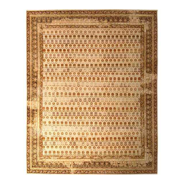 Rug & Kilim’s Oversized Daisy Rug in Cream and Orange, 12x15 For Sale