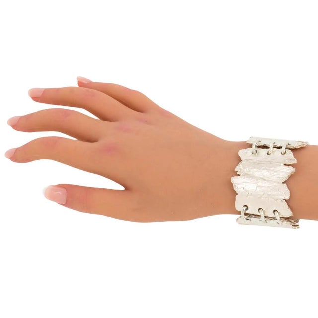 Biche de Bere Paris Brutalist Silver Plate Link Bracelet For Sale - Image 9 of 9