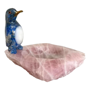Italian Lapis Lazuli, Rose Quartz, Brass Penguin Vide Poche