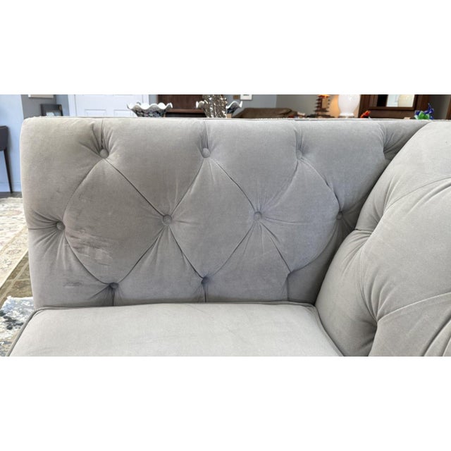 Stickley Greige Upholstered and Tufted Draper Sofa For Sale In Raleigh - Image 6 of 18
