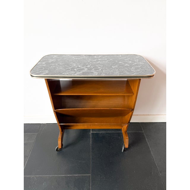 Mid-Century Modern Bar Cart with Marble-Effect Top, 1950s For Sale - Image 14 of 14